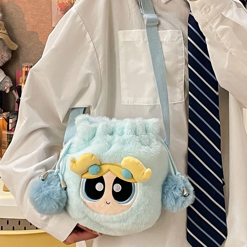 The Powerpuff Girls Cute Cartoon Anime Bucket Crossbody Bag With Drawstring Storage Kids Backpack For Girls Japanese Style Gift - AliExpress 1501